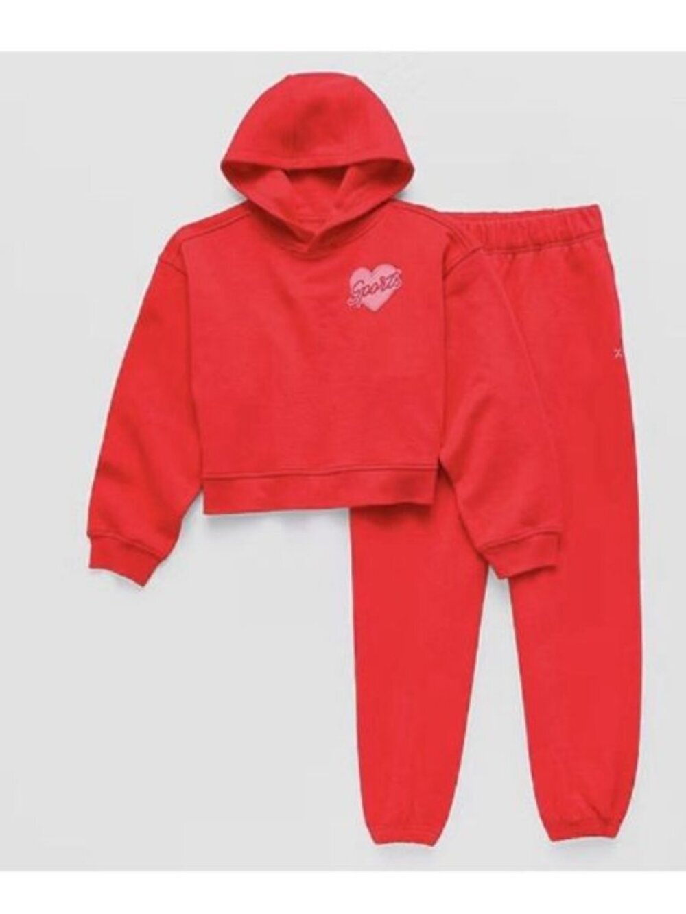Xersion Size XXS (4-5) Girls Tomato Red Fleece Sport Hoodie And Pants. New